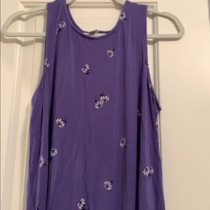 Tee shirt shift dress. Purple with white flowers